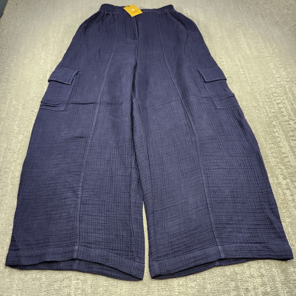 LF Markey Wide Leg Pants Women 6 Austin Cargo Trouser Slub Organic Cotton Boho